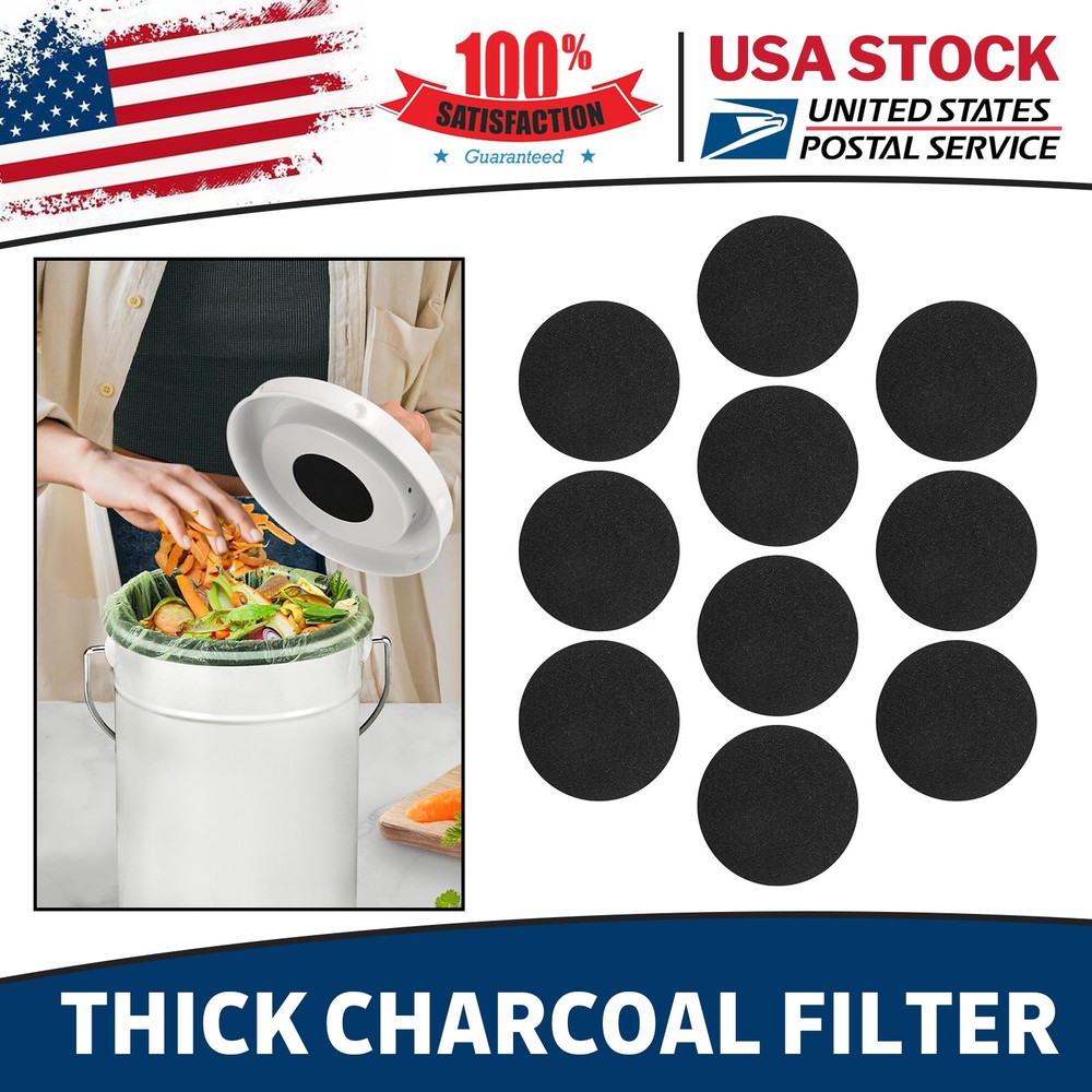 6.7" Round Charcoal Filter Extra Thick 1cm For Kitchen Compost Bin Replace