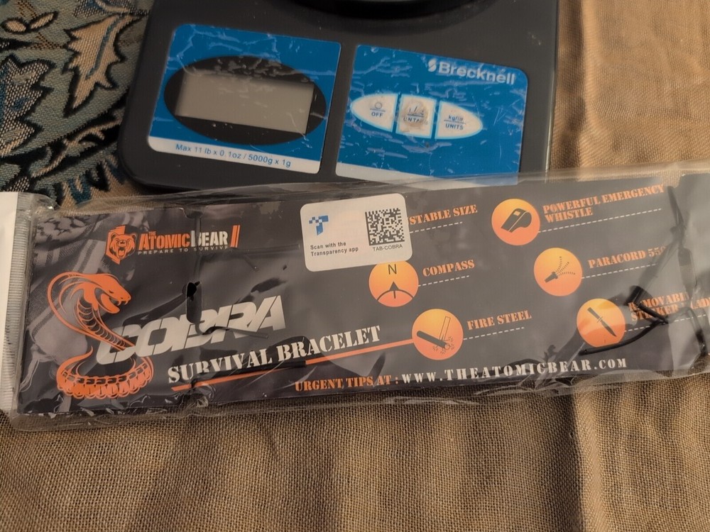 Cobra Survival Bracelet - Compass - Adjustable size Atomic Bear Whistle Compass