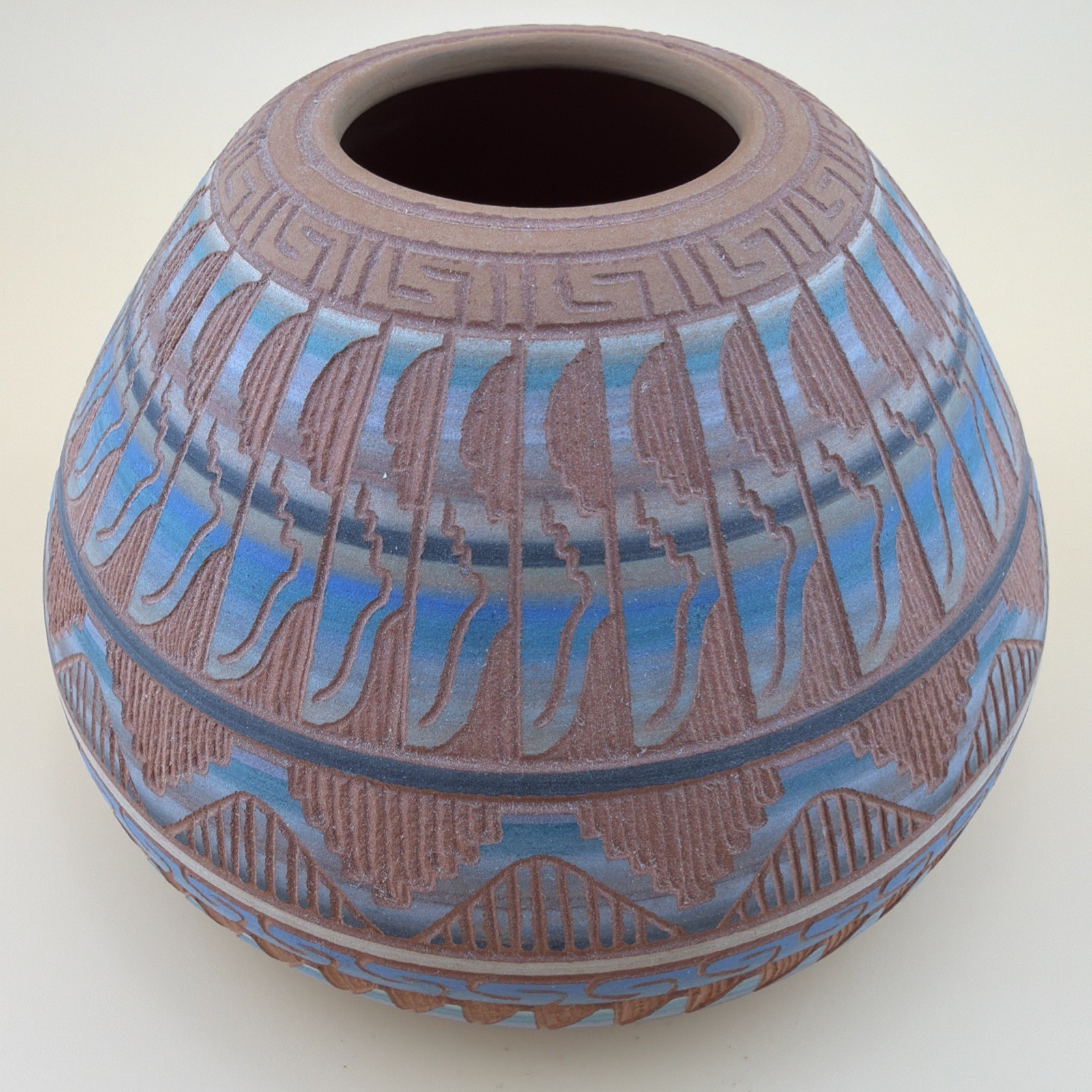 Etched Pottery Vase - Navajo Native American Signed Ferguson Whitegoat