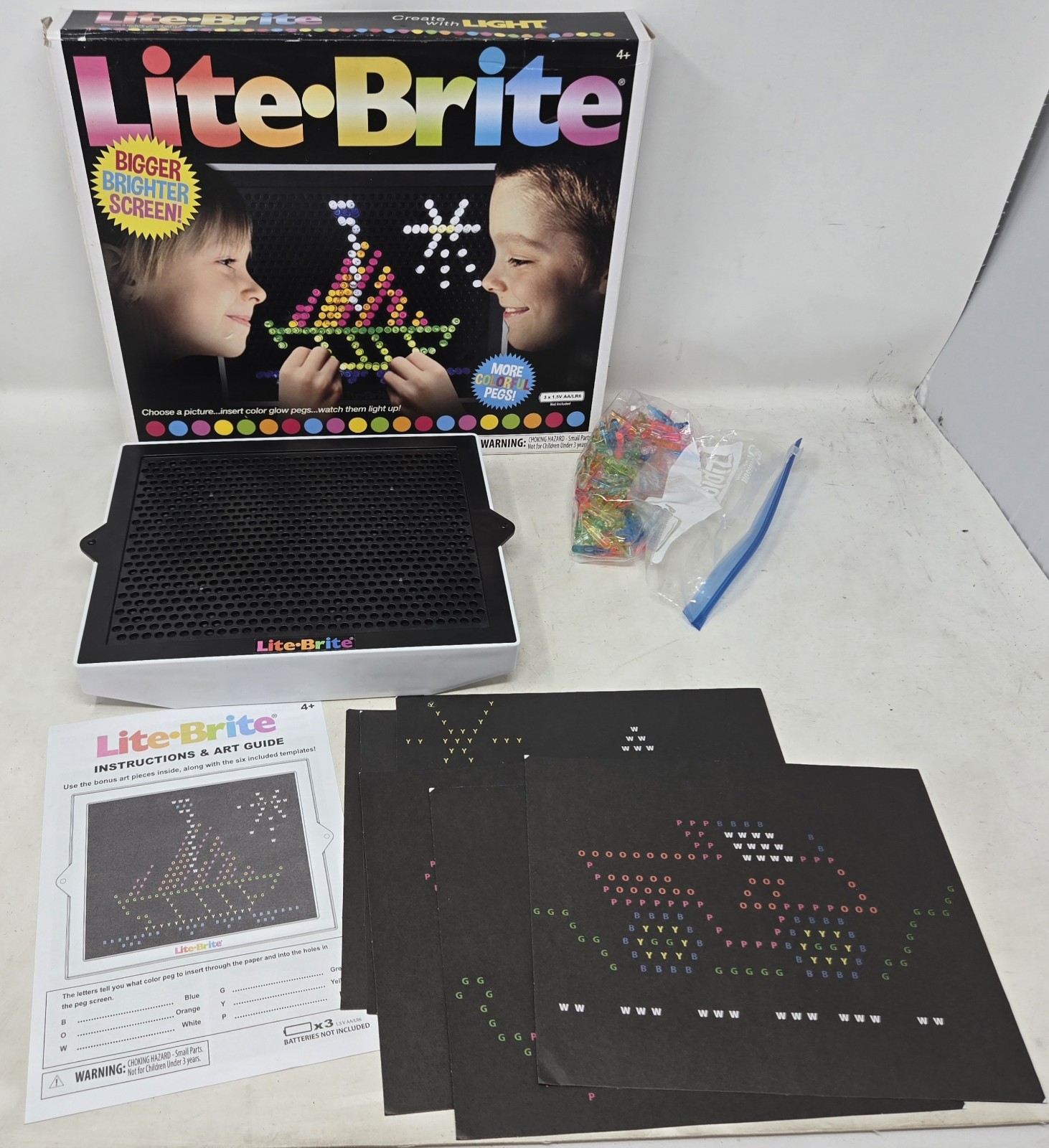 Lite Brite Magic Screen Kids Toy Fun Light Bright Game Set Pegs Works Great
