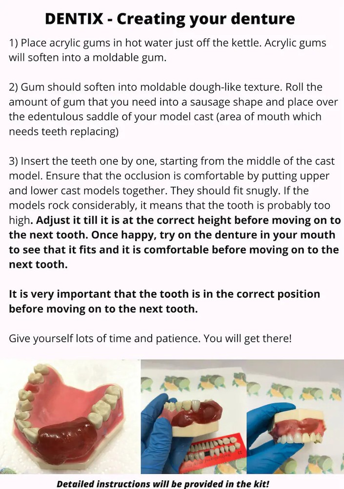 DIY Denture Basic Kit WITH Impression Kit Model Cast, Fun and Simple, Affordable