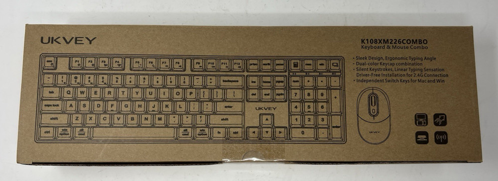 Wireless Bluetooth Keyboard & Mouse for Mac & PC Multi-Device Battery Powered WH