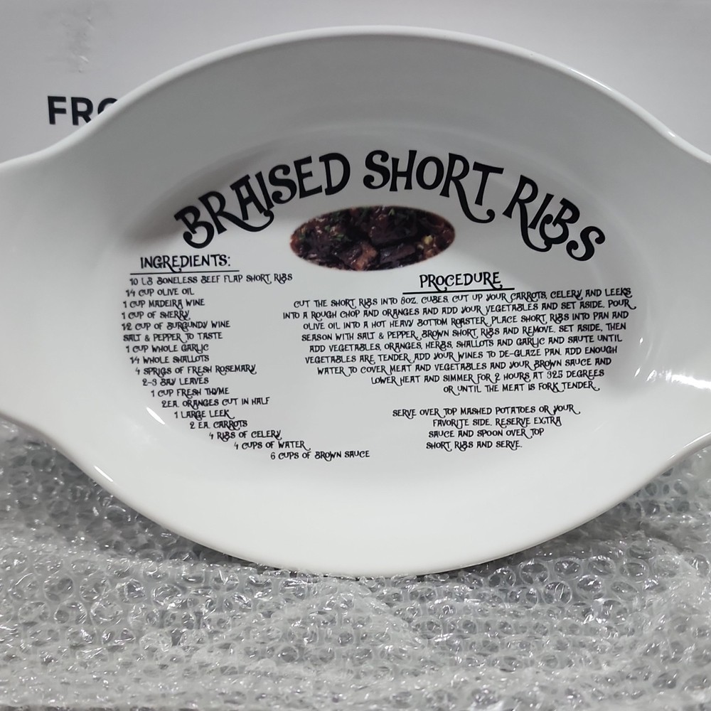 servappétit Oval Ceramic Casserole White Recipe Pattern Baker Dish