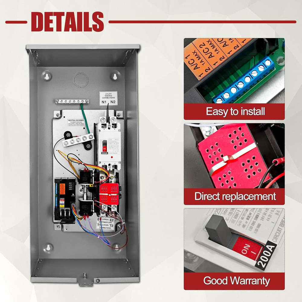 200 Amp Automatic Transfer Switch w/Power Management Replacement for Generac ...