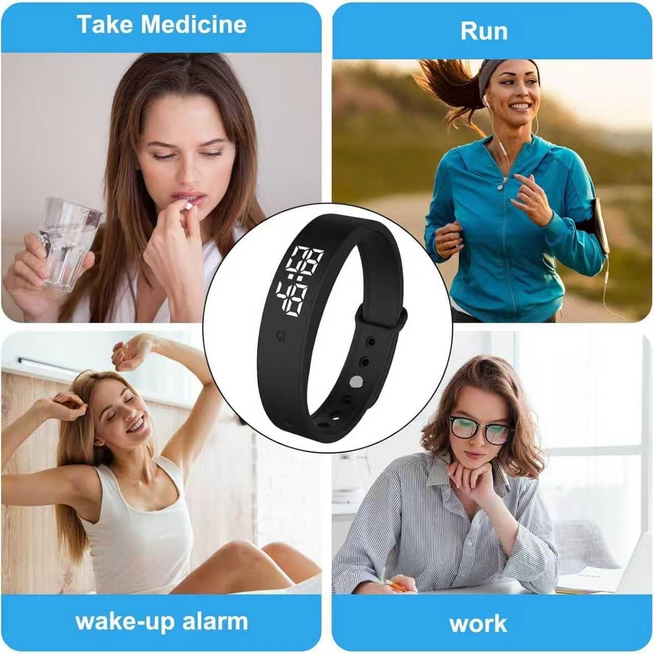 Vibrating Alarm Wristband Deaf People Watch Band Fit Sleeps Rise Silent Shock Cl