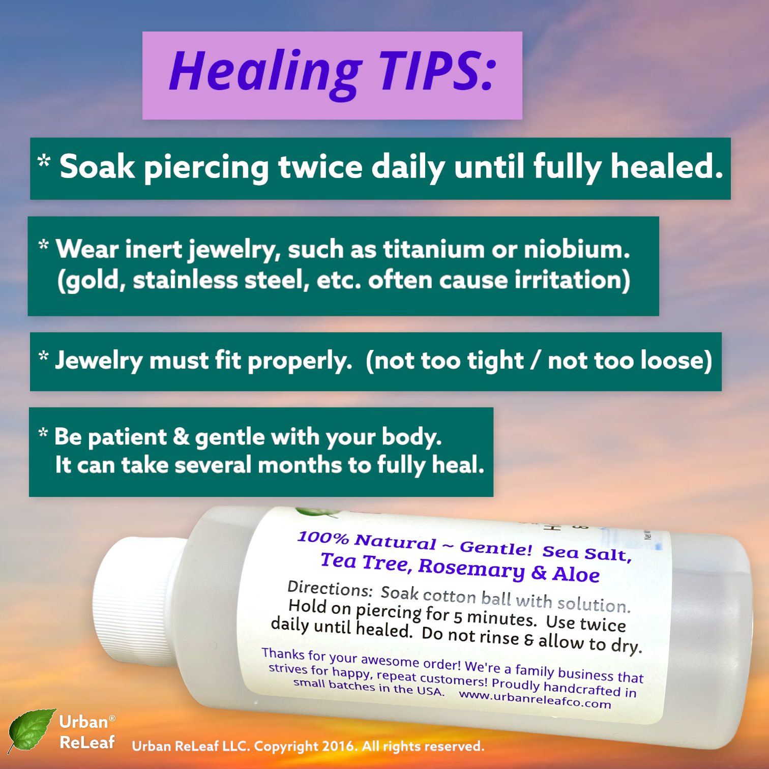 Urban ReLeaf Piercing Relief Solution! Aftercare Red Angry Bump Stretch Keloid