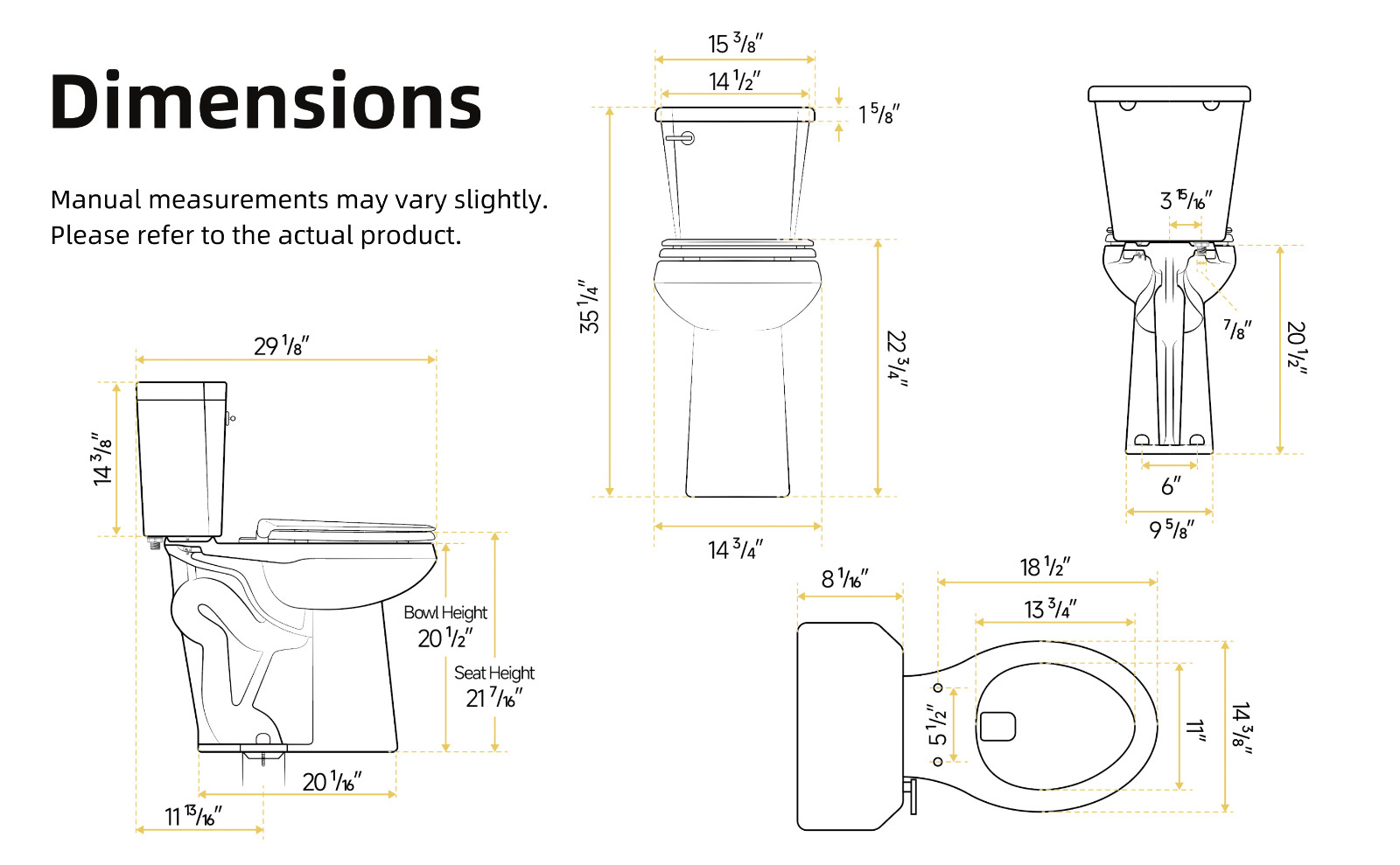 21" Extra Tall Toilet for Seniors, Elongated Bowl, 1.28 GPF, Soft-Close Seat