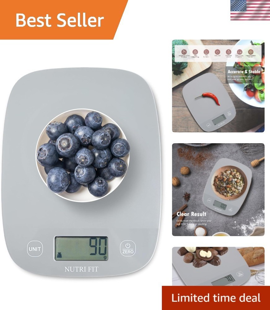 Precision Digital Kitchen Scale with Auto Shutdown - Max 11lb, Cool Gray Design