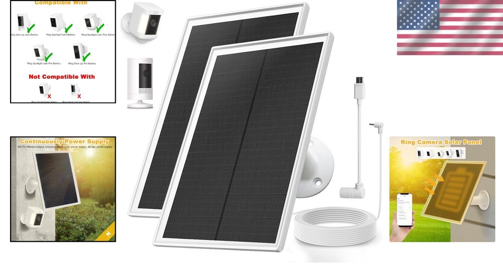 Waterproof Solar Panel for Ring Cameras - Fast Charging and Easy Setup