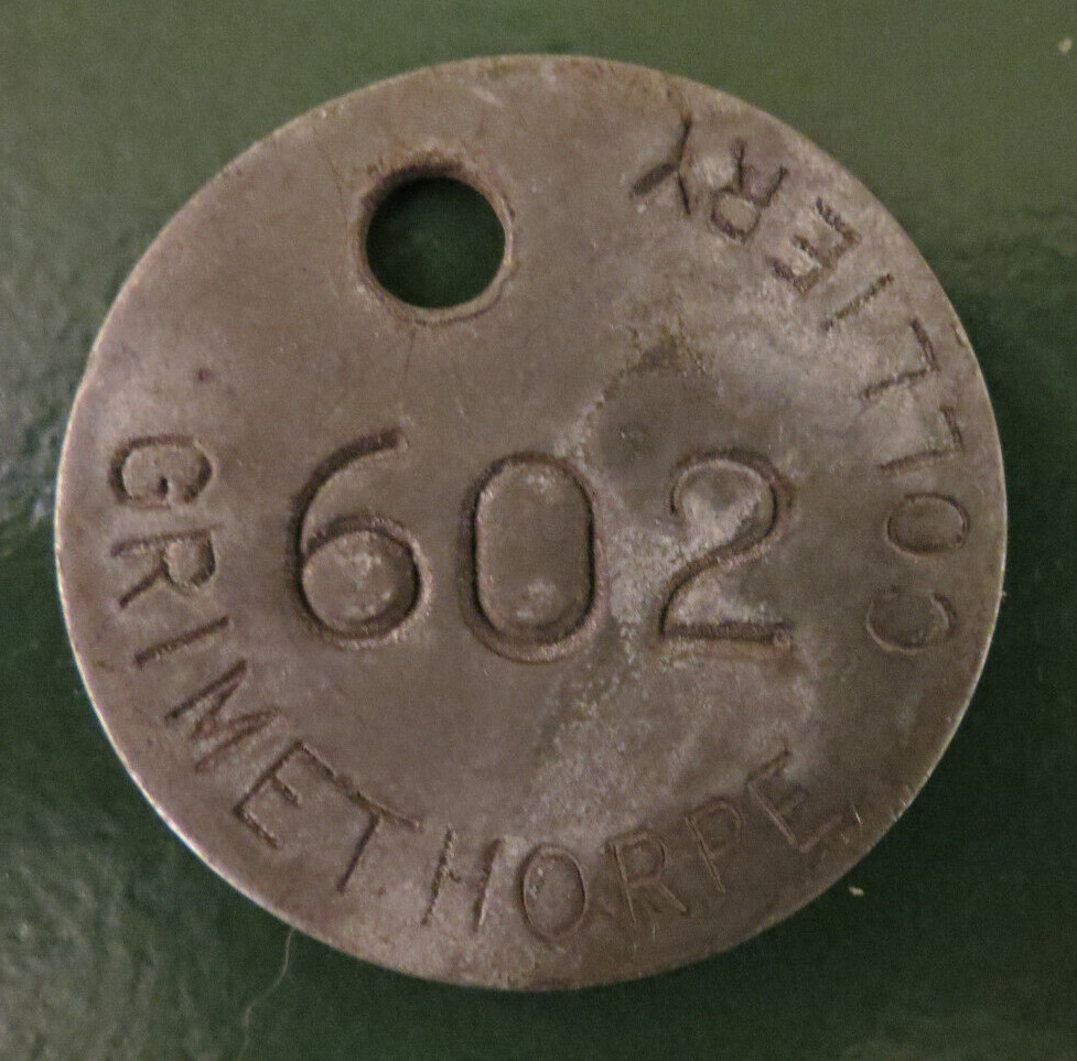 GRIMETHORPE Colliery Pit Check Tally - marked GRIMETHORPE COLLIERY 602