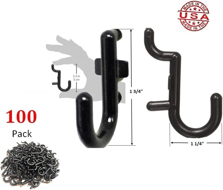 Effortless Installation 100-Pc Black Pegboard Hook Set with FlexLock Design