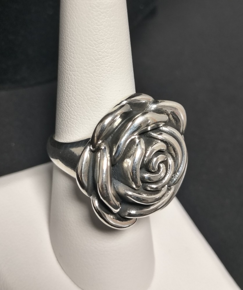 Sterling Silver 925 Puffy Rose Ring