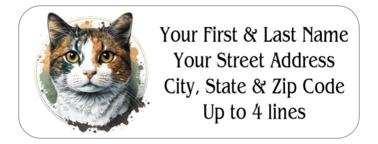 150 Calico Cat Face  Mailing Return Address Labels Personalized
