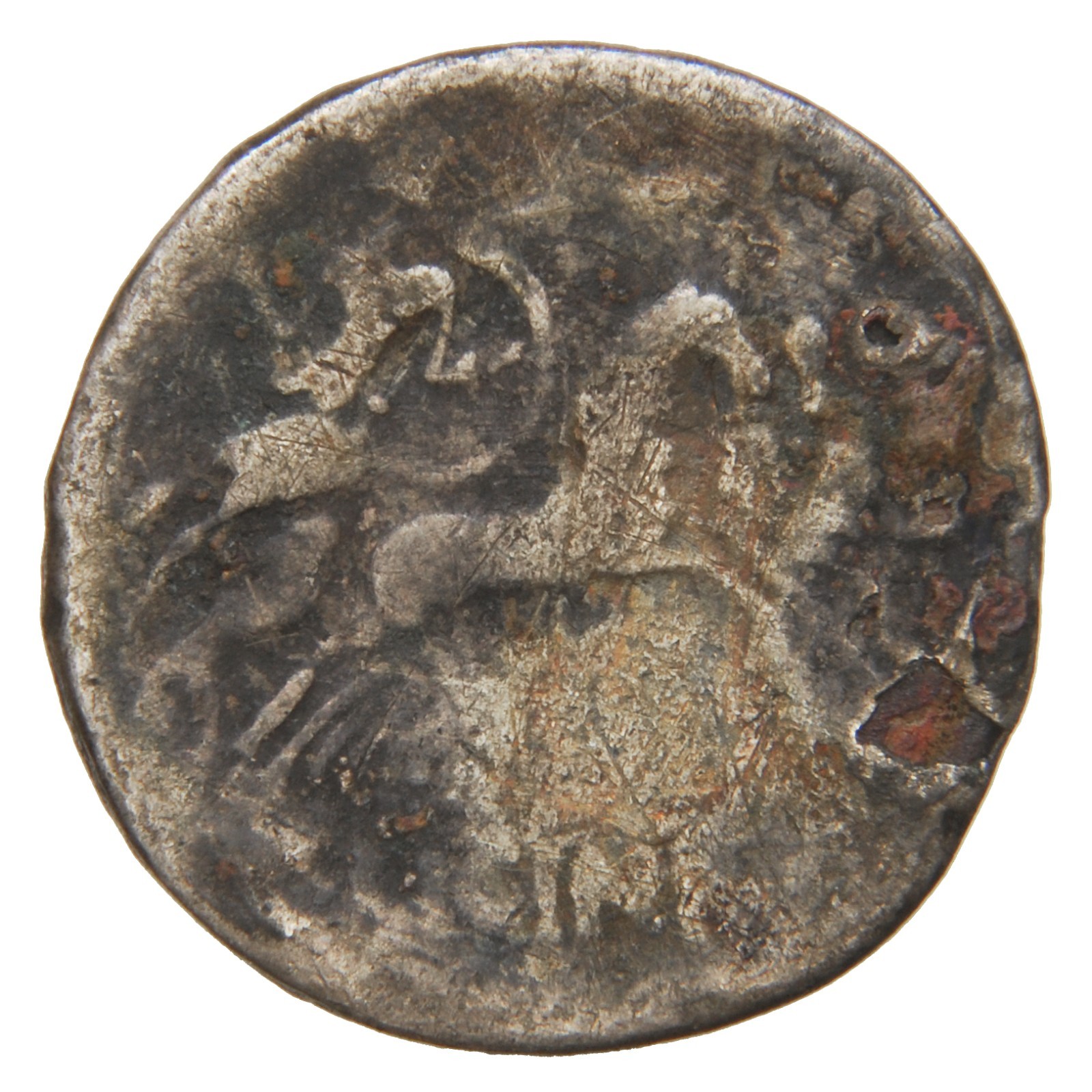 ROMAN REPUBLIC - ca. 10 BC? Fourree Denarius - Liber & Minerva in Quadriga