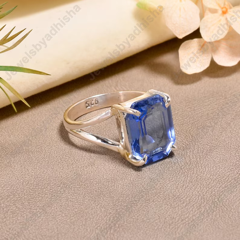 Tanzanite Ring Solid Sterling Silver Band& Statement Ring Handmade Ring All Size