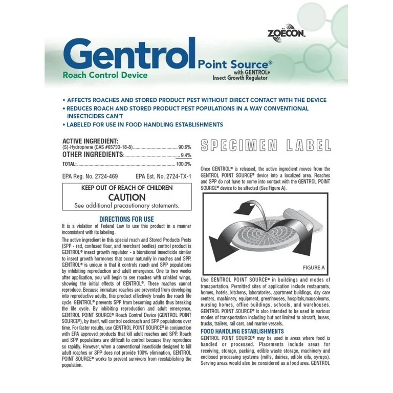 Gentrol Point Source Insect Growth Regulator Roach Control Pantry Pest IGR Discs