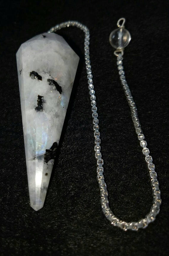 White Rainbow Moonstone Healing Dowsing Energy Chain Pendulum Dowsing Answer