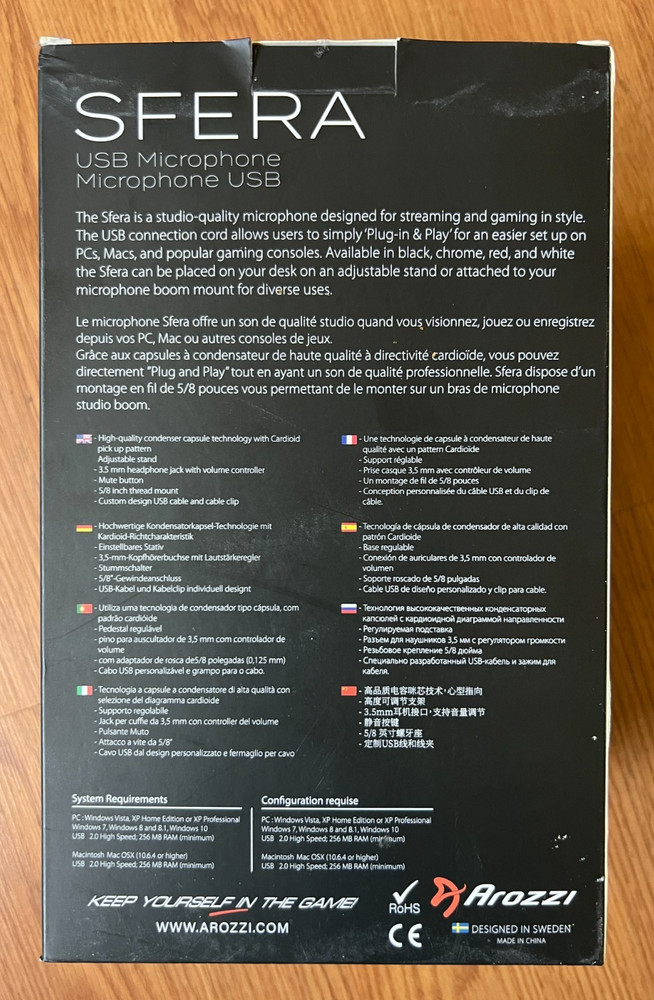 Arozzi Sfera USB Microphone, White (New)