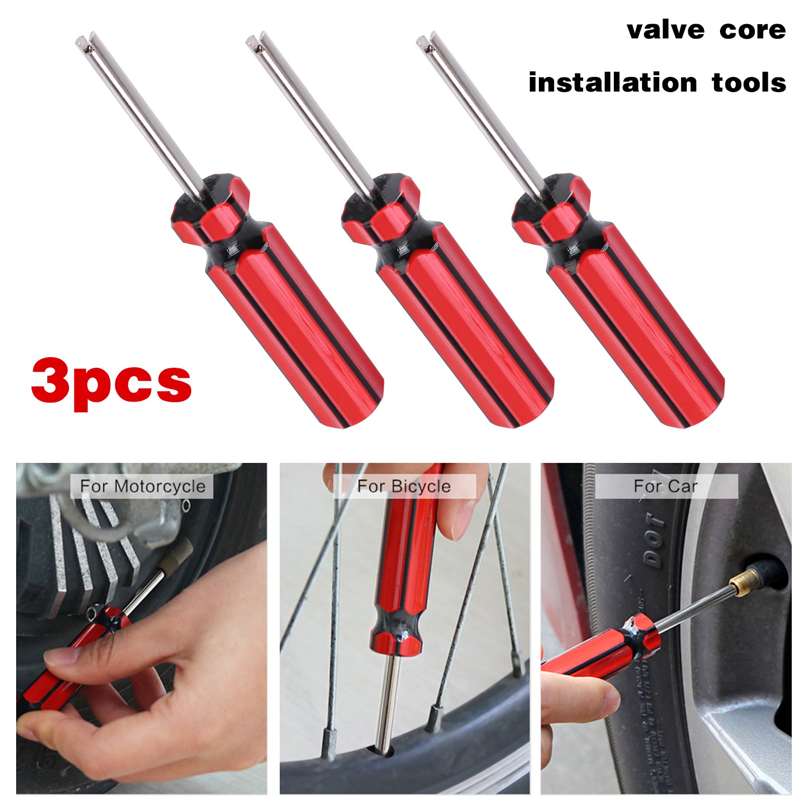 3x Car Auto Screwdriver Valve Stem Core Remover Tire Tube Installer Repair Tools