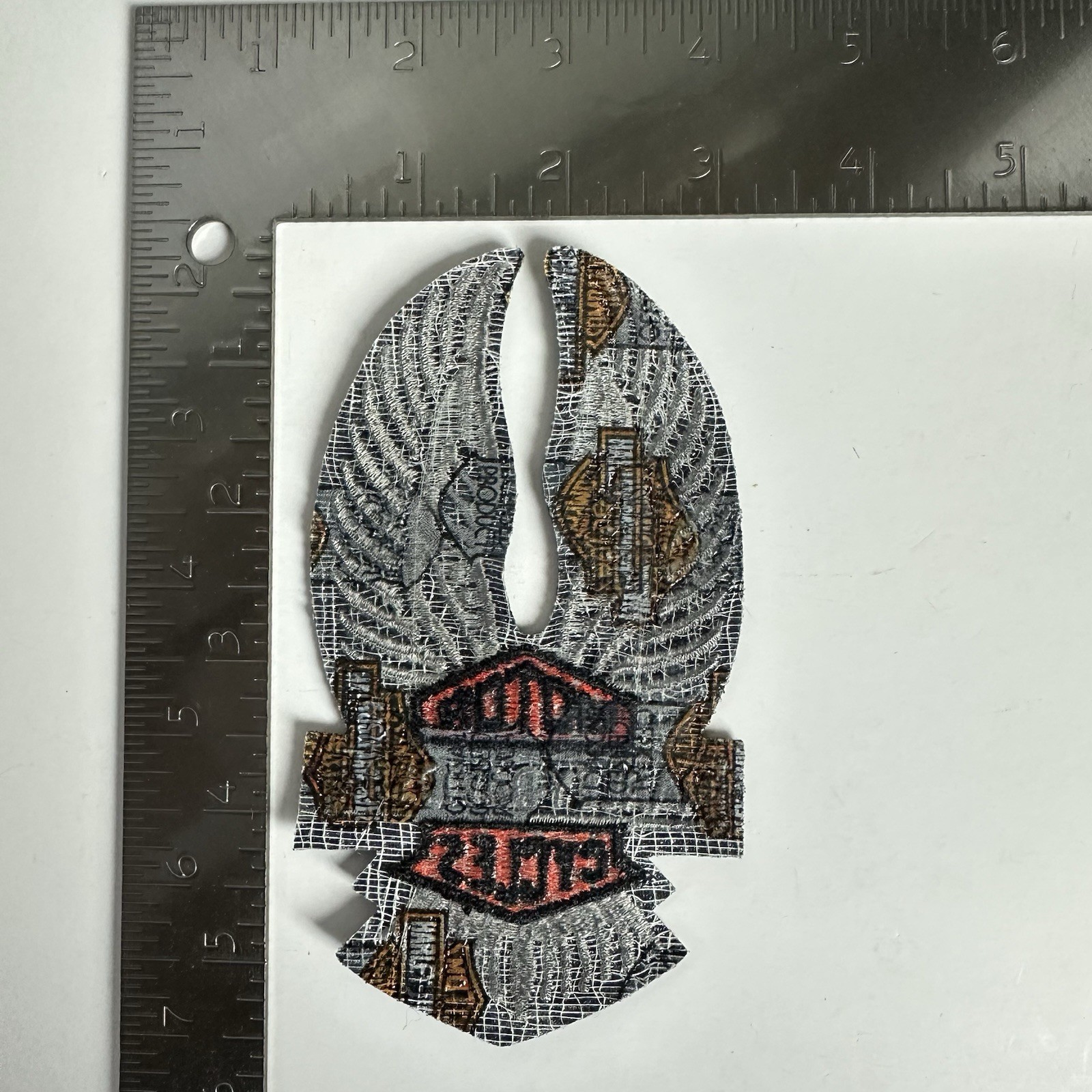 Vintage Harley Davidson Silver Eagle Wings UP Patch Jacket Bar & Shield