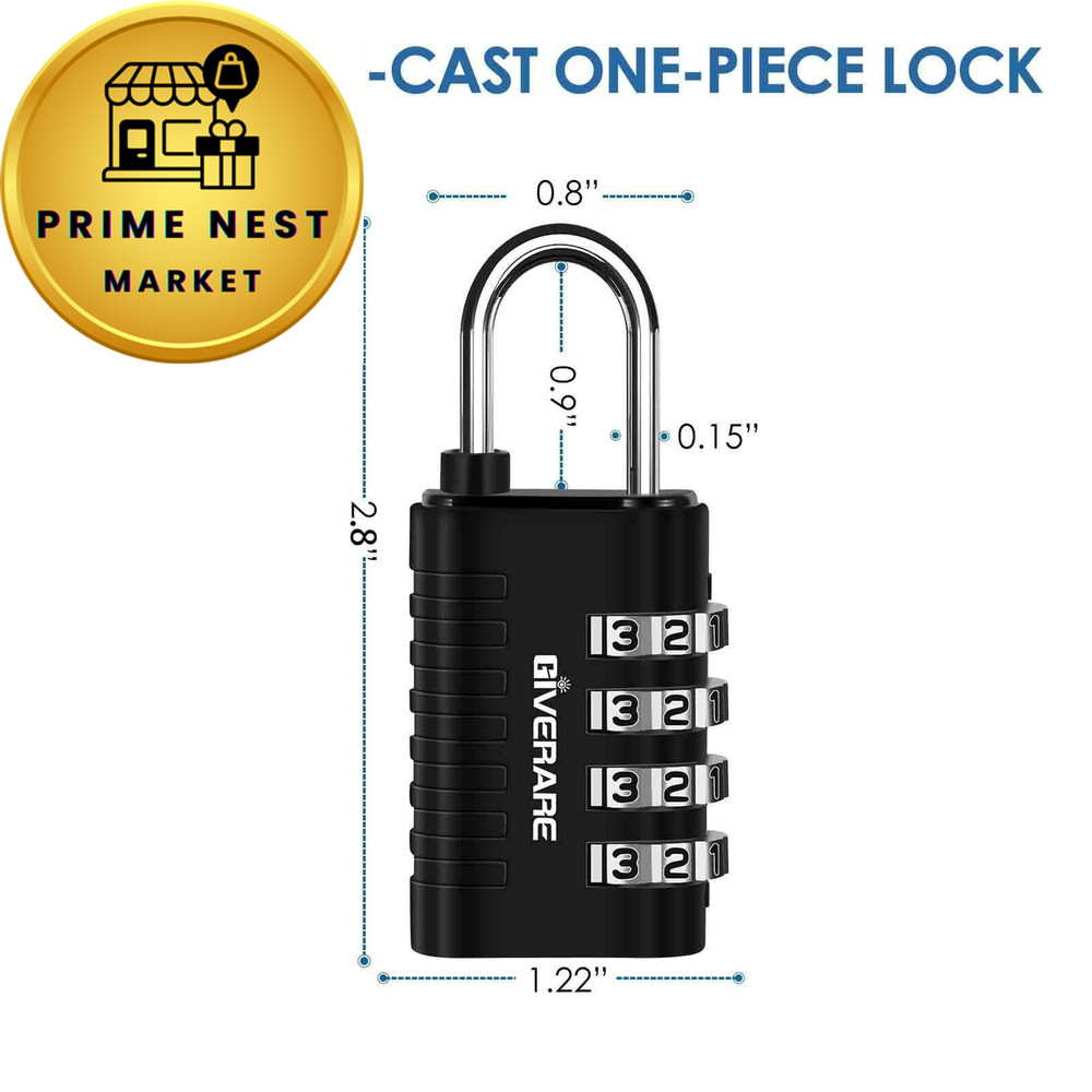 4 Pack Combination Lock, 4-Digit Padlock Keyless, Resettable 2black2silver