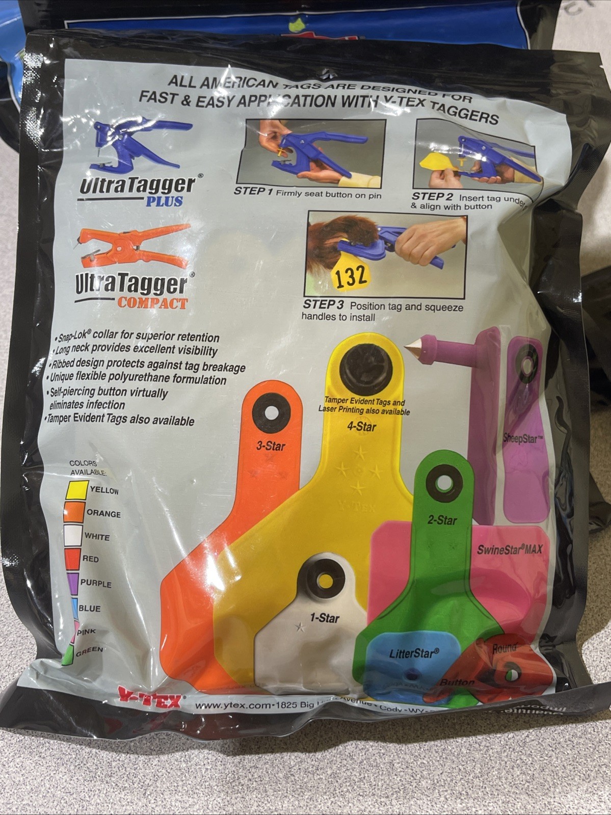 Y-Tex 4 Star Large Cattle Tags 25 Pack, 2 Piece Ear Tag System, Yellow, 126-150