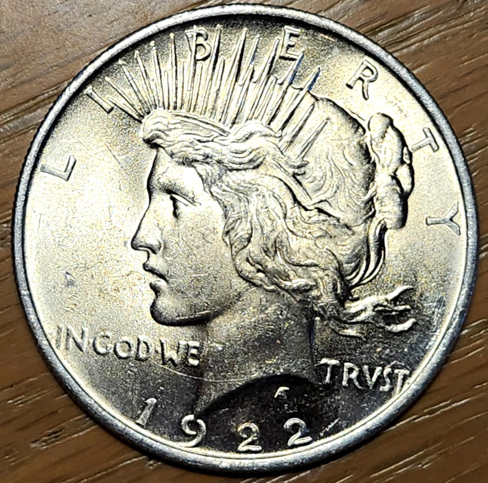 1922 P WING BREAK MS+ PEACE  DOLLAR 90% SILVER