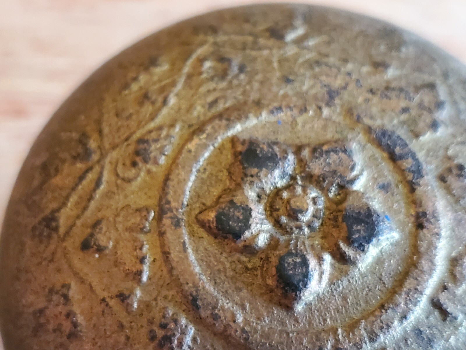 Doorknob Ornate Flower Floral Design Brass Tone Metal Vtg Antique Replacement