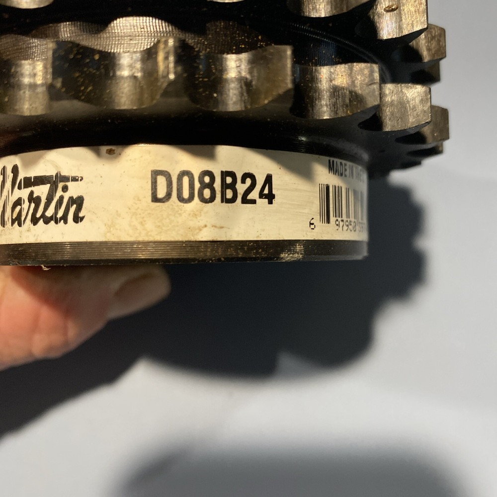 MARTIN D08B24 Double Strand Solid Stock Bore Roller Chain Sprocket.