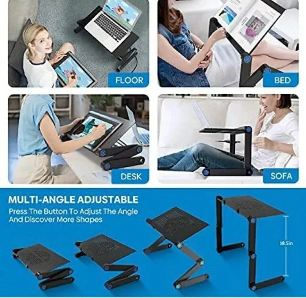 360° Adjustable Laptop Table Stand Lap Sofa Bed Tray Foldable PC Notebook Desk
