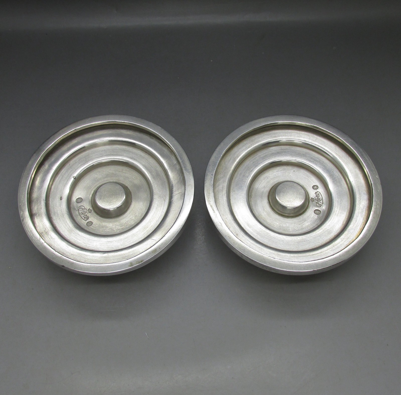 ART DECO SUPERB PAIR SOLID SILVER INTERIOR DESIGN CANDLESTICKS 312g DENMARK 1935