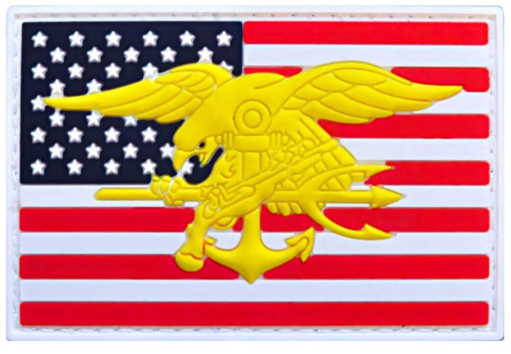 U.S. NAVY SEAL TEAM TRIDENT LOGO PVC PATCH | 2PC 3"x2" HOOK BACKING
