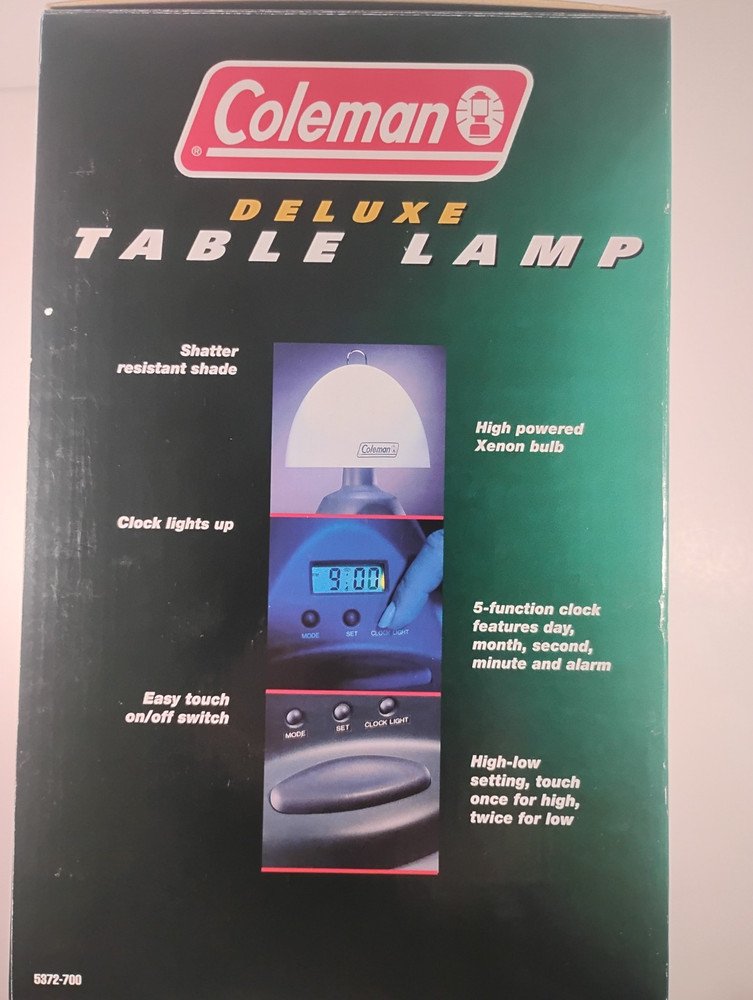Coleman Deluxe Table Lamp Lantern Clock New