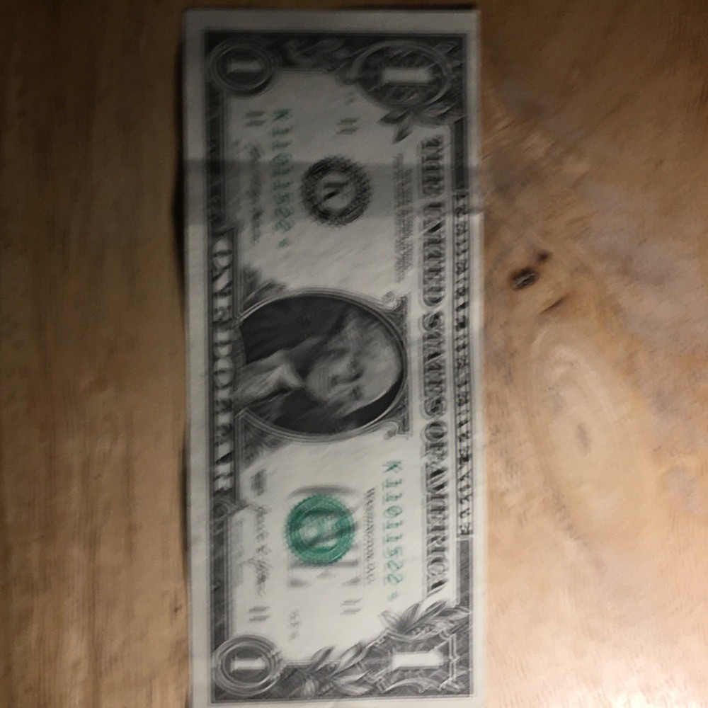 Fancy Error $1 Bill Star Note w/Offset Print