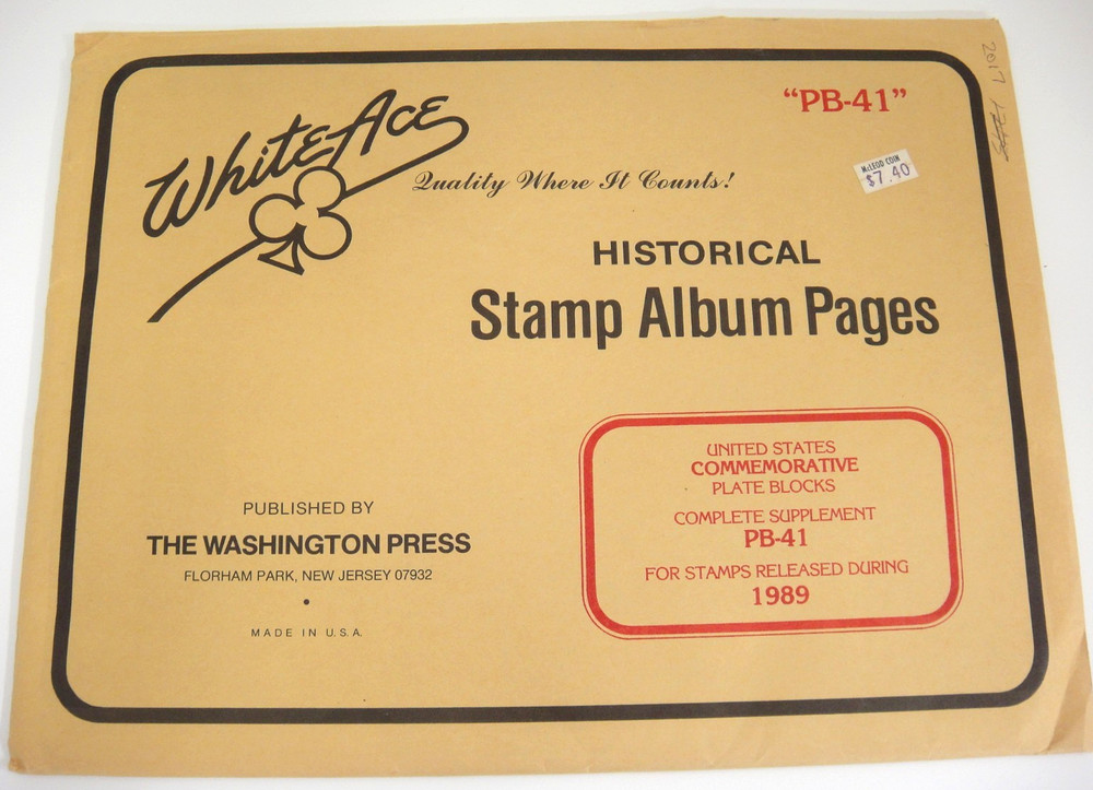 White Ace 1989 U.S. Commemorative Plate Blocks Supplement PB-41 NOS