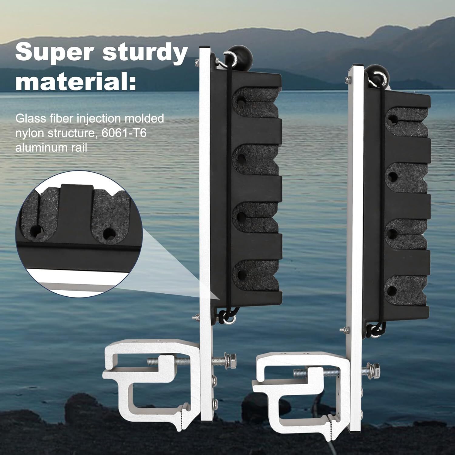 ELITEWILL Aluminum Clamp on Fly Fishing Rod Holders for Truck Bed, Holds Fishing