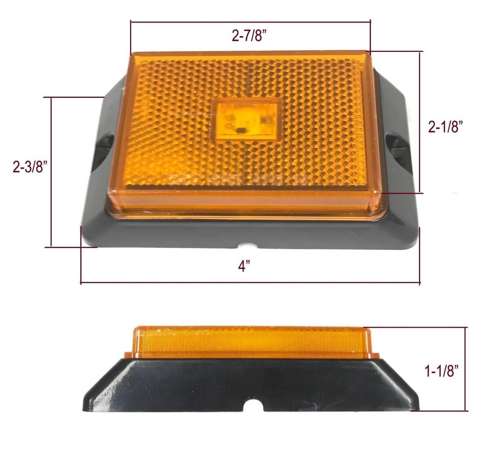 (2) Amber 2" Square LED Trailer Side Marker Lights Surface Mount - 24043