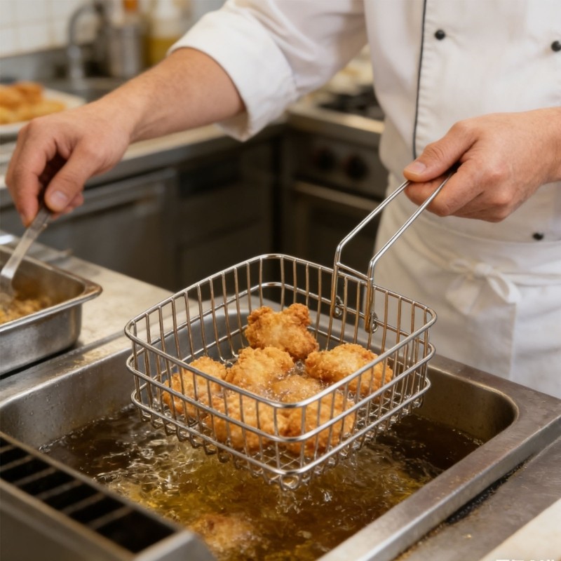 Multiple Functional Square Fry Basket Rustless Substance For Various Cooking