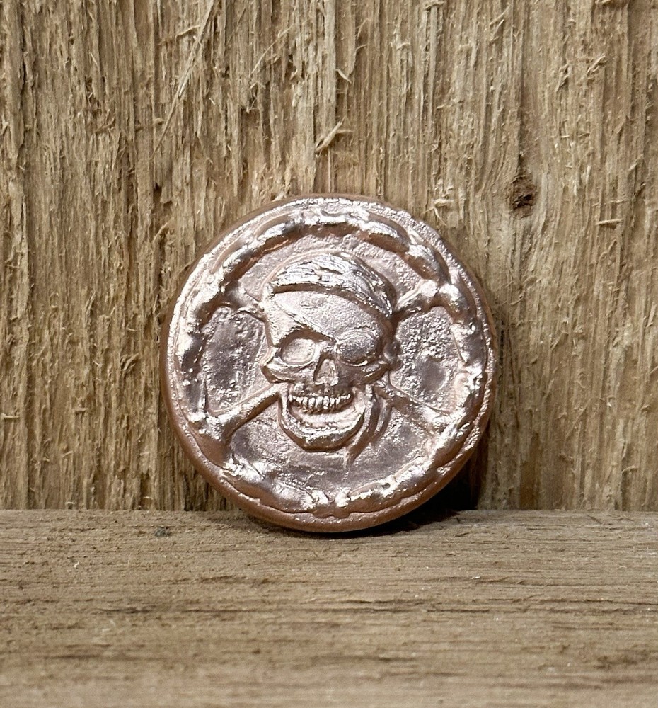 3-4 oz .999 Solid Copper Pirate Coin