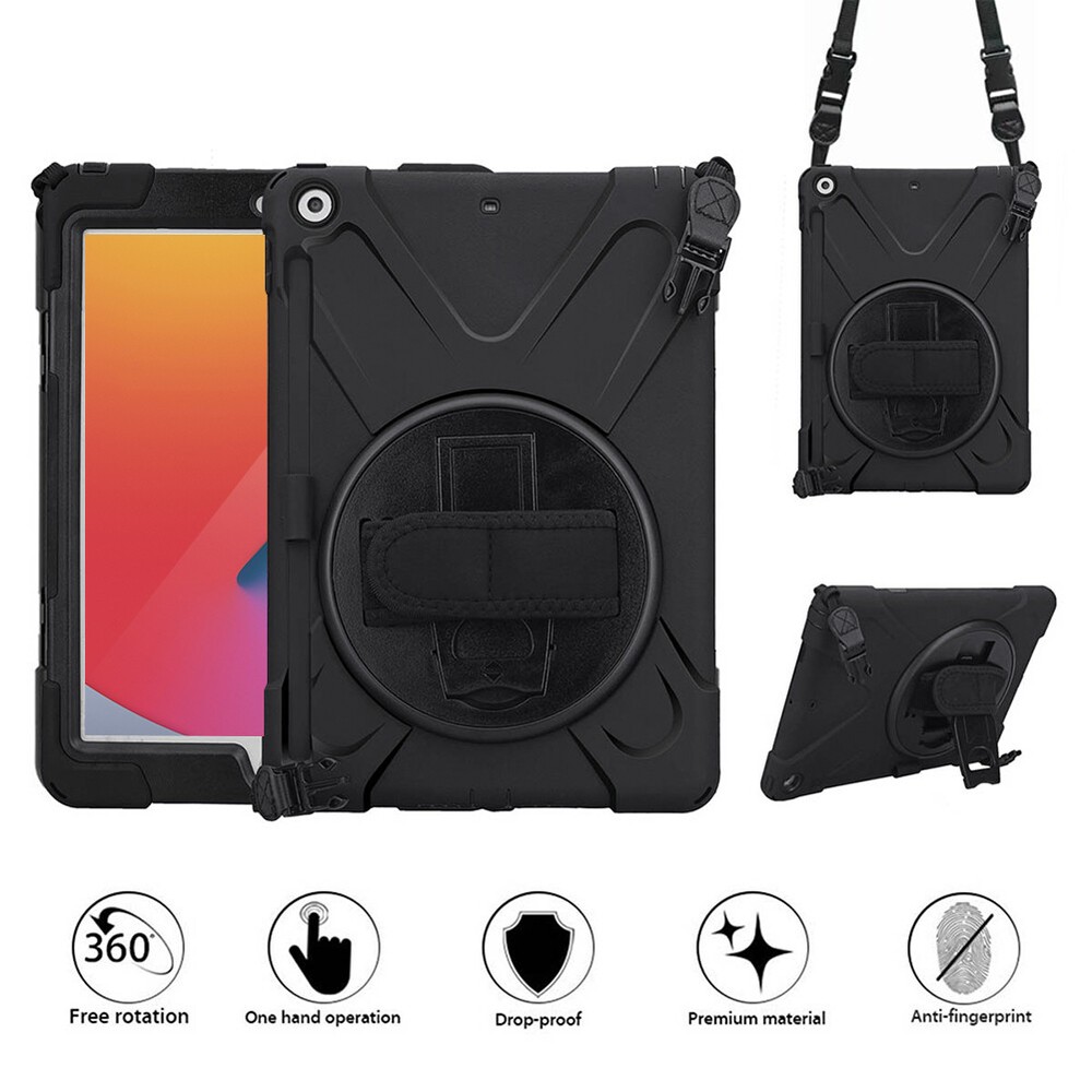 Rugged [Black] Military Drop Tested iPad 8th Gen Case with Shockproof PC Frame