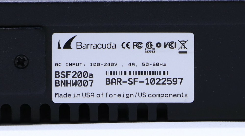 BARRACUDA BSF200a EMAIL SECURITY GATEWAY 200