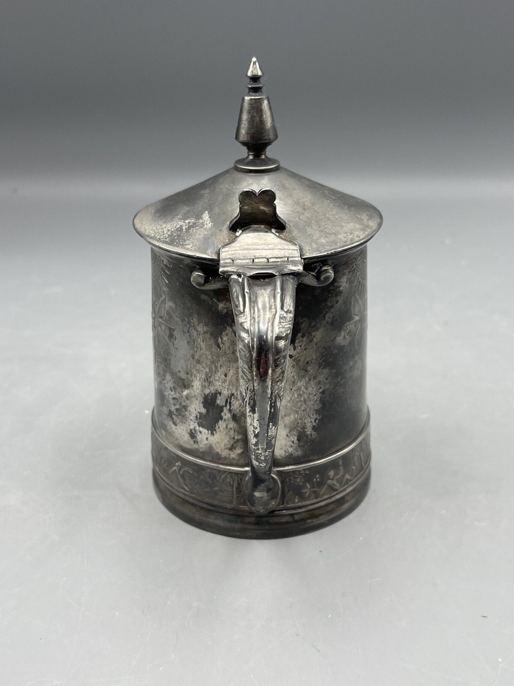 Antique Meriden Egyptian Revival Jug Silver Plated Pitcher 5”