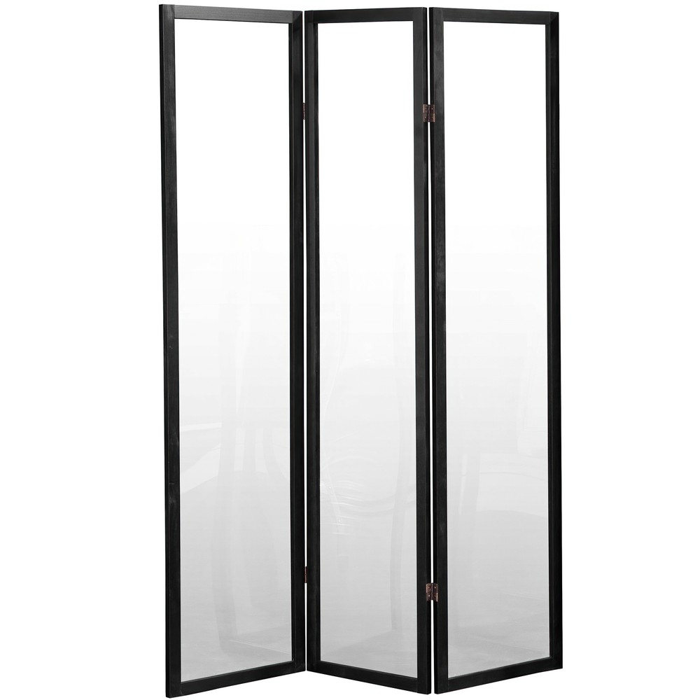 6 ft. Tall Clear Plastic Partition Black 3 Panel