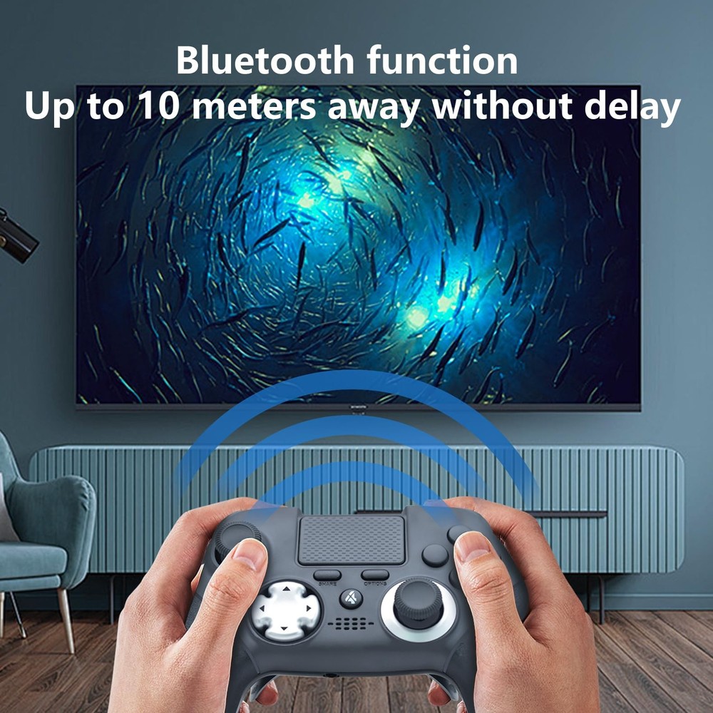 Aieloar Wireless Elite Controller for PS4, Modded Game with Black