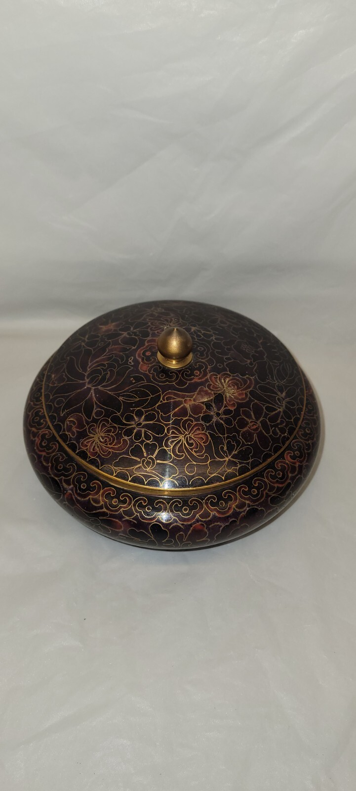 Chinese Cloisonne Lidded Candy Dish / Trinket Dish