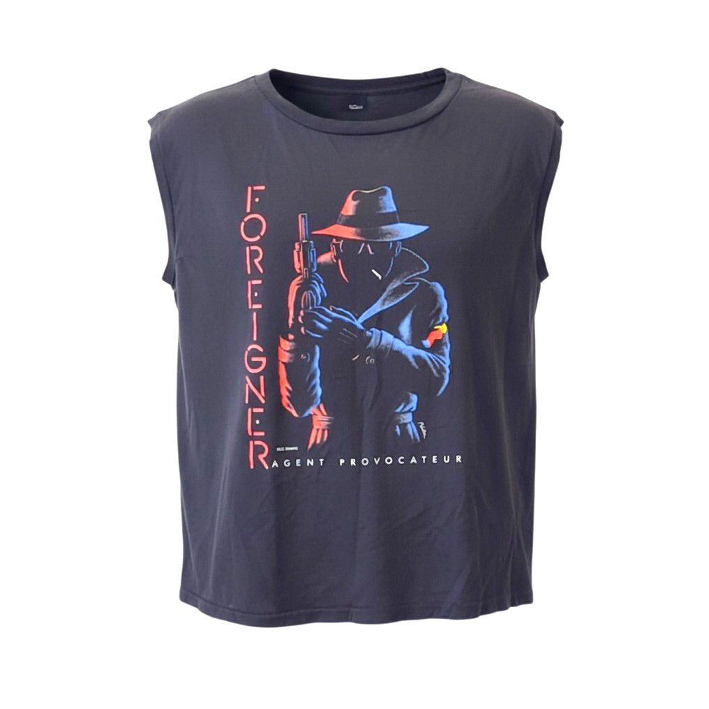 Foreigner Vintage 80s Sleeveless T-Shirt Size Large Black Agent Provocateur Tour