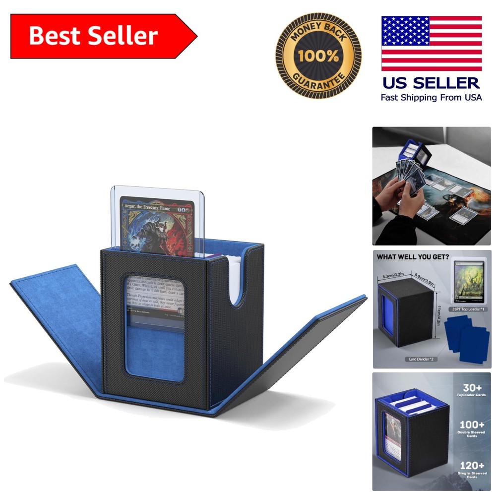 Portable Commander Deck Box -  Leather Case for 100 Double-Sleeved Cards