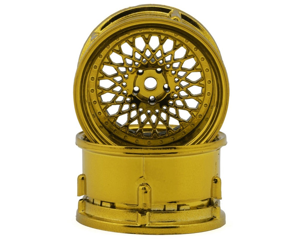 DS Racing Element Mesh 1/10 Drift Wheels (Gold Chrome) (2) (Adjustable Offset)