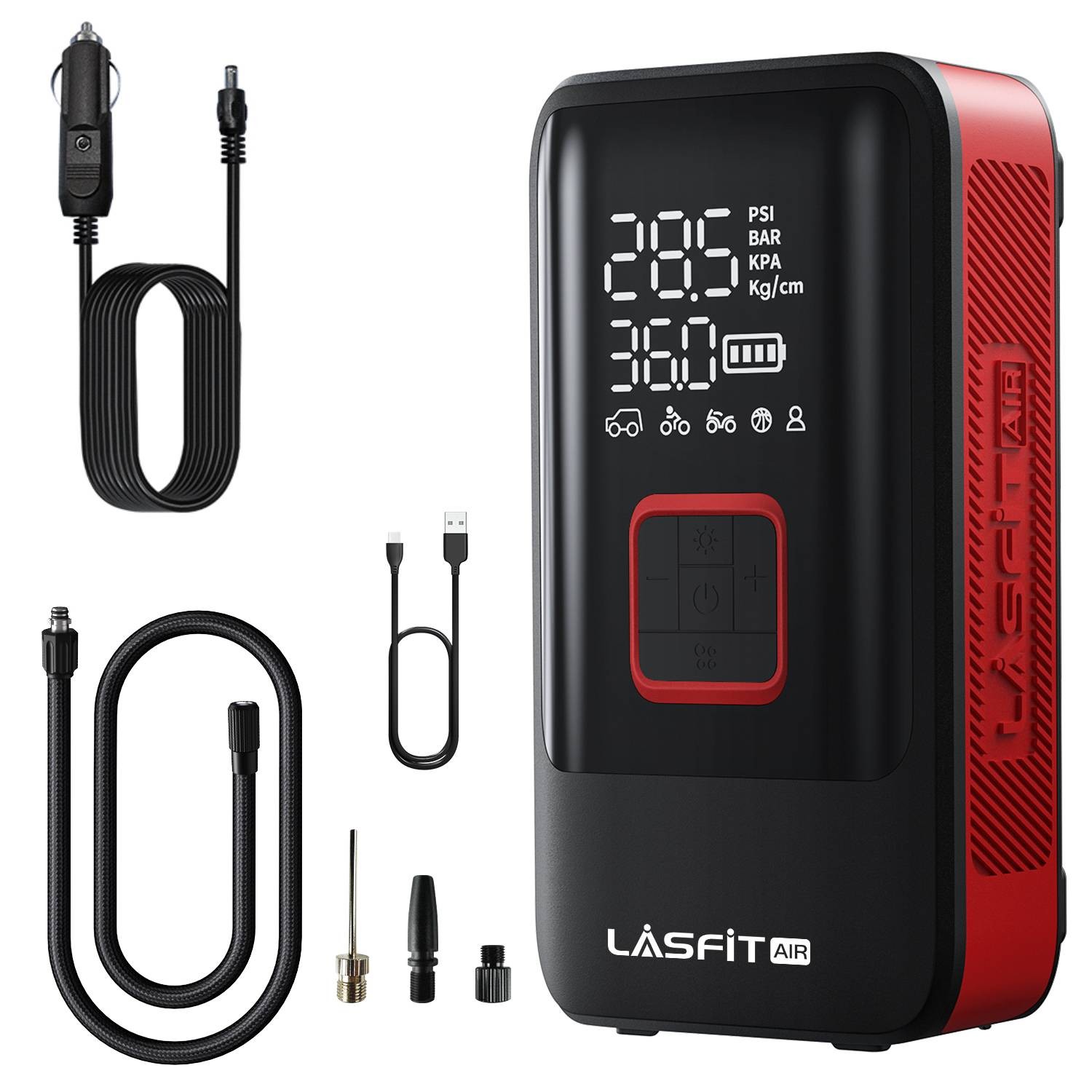 LASFIT Tire Inflator Car Air Compressor Pump Dual Cylinder fit SUV Pickup Truck