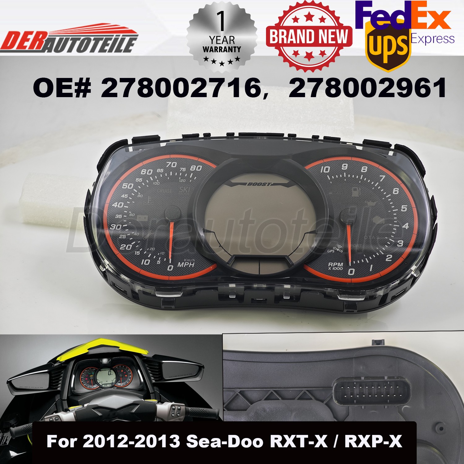 For 2012-2013 Sea-Doo RXT-X / RXP-X 260 LCD Cluster Display Gauge 278002716 NEW